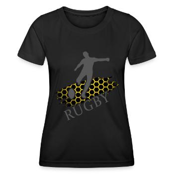 rugby rugby player rugby tackle - T-shirt sport Femme - noir - Devant - AI Model Female 172 light (172cm)