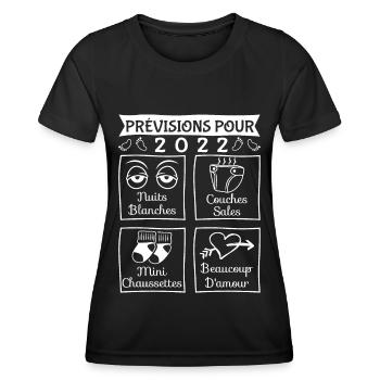 Prévisions pour 2022,future mama,futur papa,papa - T-shirt sport Femme - noir - Devant - AI Model Female 172 light (172cm)
