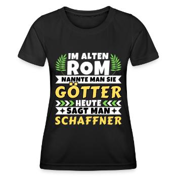 Im alten Rom waren Sie Götter. Heute Schaffner - Frauen Funktions-T-Shirt - Schwarz - Vorne - AI Model Female 172 light (172cm)