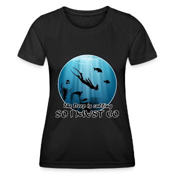 Freediver Meeresschildkröte Fische - Frauen Funktions-T-Shirt - Schwarz - Vorne - AI Model Female 172 light (172cm)