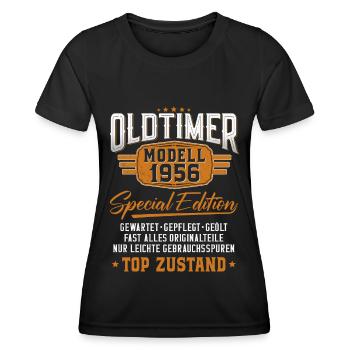 Oldtimer Baujahr 1956 geboren Geburtstagsspruch - Frauen Funktions-T-Shirt - Schwarz - Vorne - AI Model Female 172 light (172cm)