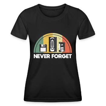 Never Forget Retro Vintage - Frauen Funktions-T-Shirt - Schwarz - Vorne - AI Model Female 172 light (172cm)