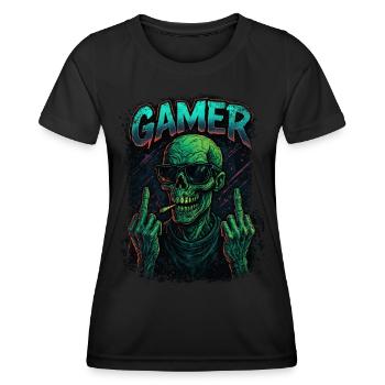 Zombie Gamer – Funny Gaming Design - Women's Functional T-Shirt - black - Front - AI Model Female 172 light (172cm)