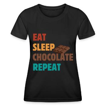 Mangez Sleep Chocolate Repeat - Dicton au chocolat - T-shirt sport Femme - noir - Devant - AI Model Female 172 light (172cm)