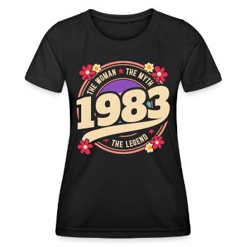 Femme 1983 La Légende 40 Ans Anniversaire - T-shirt sport Femme - noir - Devant - AI Model Female 172 light (172cm)