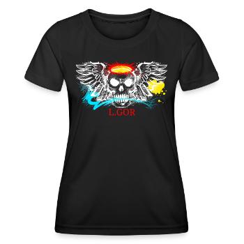 L.Gor stylischer Totenkopf - Frauen Funktions-T-Shirt - Schwarz - Vorne - AI Model Female 172 light (172cm)