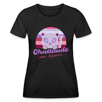 Chattitude - cadeau chat - amoureuse des chats - T-shirt sport Femme - noir - Devant - AI Model Female 172 light (172cm)