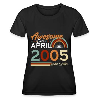 Avril 2005 vintage vintage retro anniversaire - T-shirt sport Femme - noir - Devant - AI Model Female 172 light (172cm)