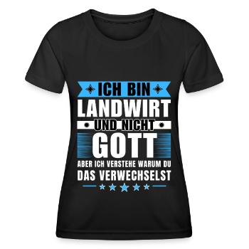 Ich bin Landwirt und nicht Gott - Frauen Funktions-T-Shirt - Schwarz - Vorne - AI Model Female 172 light (172cm)