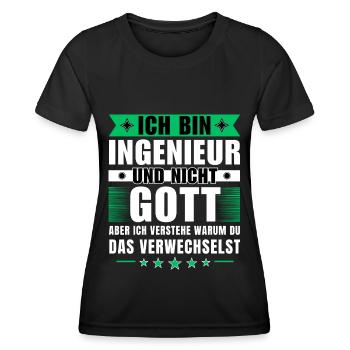 Ich bin Ingenieur und nicht Gott - Frauen Funktions-T-Shirt - Schwarz - Vorne - AI Model Female 172 light (172cm)
