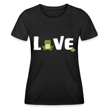 Frösche "frog love" Froschprinz - Frauen Funktions-T-Shirt - Schwarz - Vorne - AI Model Female 172 light (172cm)