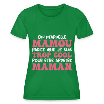 On M'appelle Mamou Parce Que Trop Cool Maman - T-shirt sport Femme - vert - Devant - AI Model Female 172 dark (172cm)