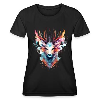 Hirsch in holografischem Design - Frauen Funktions-T-Shirt - Schwarz - Vorne - AI Model Female 172 light (172cm)