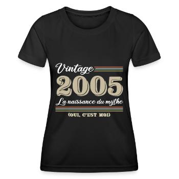 2005 année de naissance et cadeau d'anniversaire d - T-shirt sport Femme - noir - Devant - AI Model Female 172 light (172cm)