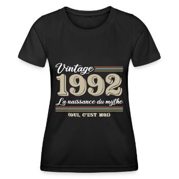 1992 année de naissance et cadeau d'anniversaire d - T-shirt sport Femme - noir - Devant - AI Model Female 172 light (172cm)