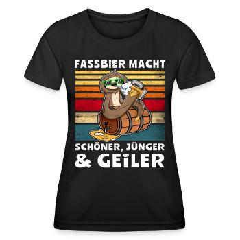Bier Löten Faultier Biertrinker Fassbier - Frauen Funktions-T-Shirt - Schwarz - Vorne - AI Model Female 172 light (172cm)