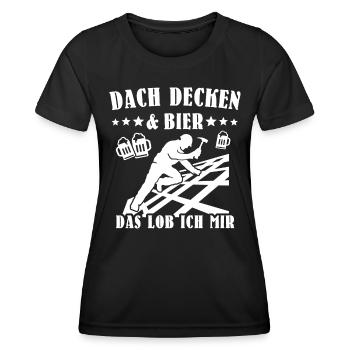 Dachdecker Biertrinker Dachdecken Bier - Frauen Funktions-T-Shirt - Schwarz - Vorne - AI Model Female 172 light (172cm)