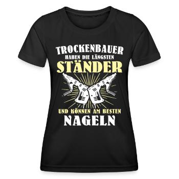 Trockenbauer Beruf Trockenbaumonteur Trockenbau - Frauen Funktions-T-Shirt - Schwarz - Vorne - AI Model Female 172 light (172cm)