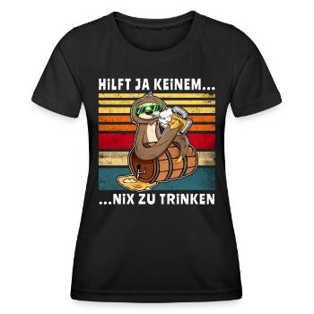 Bier Nix Trinken Faultier Trinksprüche - Frauen Funktions-T-Shirt - Schwarz - Vorne - AI Model Female 172 light (172cm)