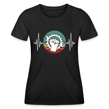 Maschinist EKG Maschinenführer Herzlinie - Frauen Funktions-T-Shirt - Schwarz - Vorne - AI Model Female 172 light (172cm)