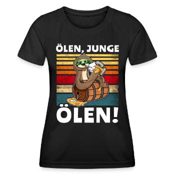 Faultier Bier Löten Saufsprüche - Frauen Funktions-T-Shirt - Schwarz - Vorne - AI Model Female 172 light (172cm)