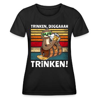 Löten Digga Faultier Bier Saufen - Frauen Funktions-T-Shirt - Schwarz - Vorne - AI Model Female 172 light (172cm)