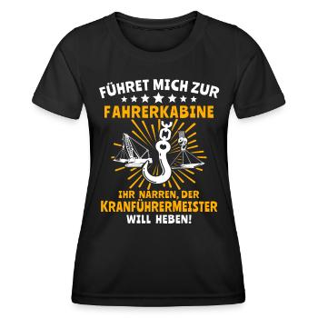 Kranführer Kran Sprüche Kranfahrer - Frauen Funktions-T-Shirt - Schwarz - Vorne - AI Model Female 172 light (172cm)