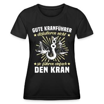 Kranführer Kran Bauarbeiter Kranfahrer - Frauen Funktions-T-Shirt - Schwarz - Vorne - AI Model Female 172 light (172cm)