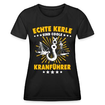 Kranführer Kran Bauarbeiter Kranfahrer - Frauen Funktions-T-Shirt - Schwarz - Vorne - AI Model Female 172 light (172cm)