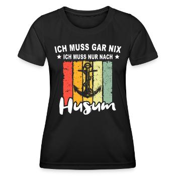 Husum Nordsee Husumer - Frauen Funktions-T-Shirt - Schwarz - Vorne - AI Model Female 172 light (172cm)