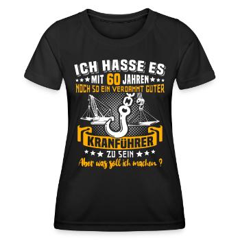Kranführer 60. Geburtstag 60 Jahre Kran - Frauen Funktions-T-Shirt - Schwarz - Vorne - AI Model Female 172 light (172cm)