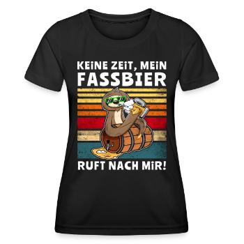 Bier Fassbier Faultier Saufsprüche - Frauen Funktions-T-Shirt - Schwarz - Vorne - AI Model Female 172 light (172cm)