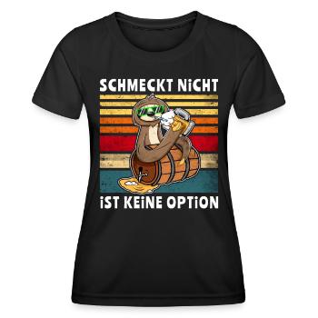 Bier Trinken Faultier Trinksprüche - Frauen Funktions-T-Shirt - Schwarz - Vorne - AI Model Female 172 light (172cm)