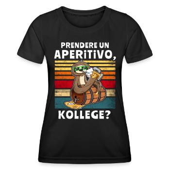 Bier Trinken Faultier Trinksprüche - Frauen Funktions-T-Shirt - Schwarz - Vorne - AI Model Female 172 light (172cm)