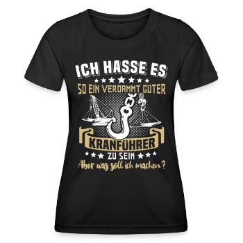 Kranführer Kranfahrer Kran - Frauen Funktions-T-Shirt - Schwarz - Vorne - AI Model Female 172 light (172cm)