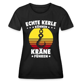 Kranführer Kranfahrer Kran - Frauen Funktions-T-Shirt - Schwarz - Vorne - AI Model Female 172 light (172cm)