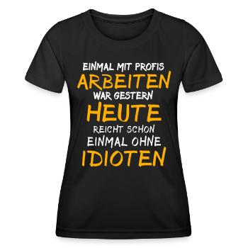 Profis Arbeiten Handwerker - Frauen Funktions-T-Shirt - Schwarz - Vorne - AI Model Female 172 light (172cm)