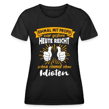 Profis Arbeiten Handwerker - Frauen Funktions-T-Shirt - Schwarz - Vorne - AI Model Female 172 light (172cm)