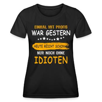 Profis Arbeiten Handwerker - Frauen Funktions-T-Shirt - Schwarz - Vorne - AI Model Female 172 light (172cm)