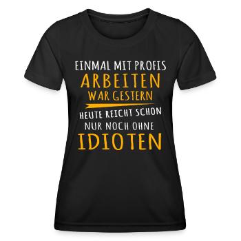 Profis Arbeiten Handwerker - Frauen Funktions-T-Shirt - Schwarz - Vorne - AI Model Female 172 light (172cm)