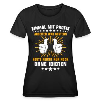 Profis Arbeiten Handwerker - Frauen Funktions-T-Shirt - Schwarz - Vorne - AI Model Female 172 light (172cm)