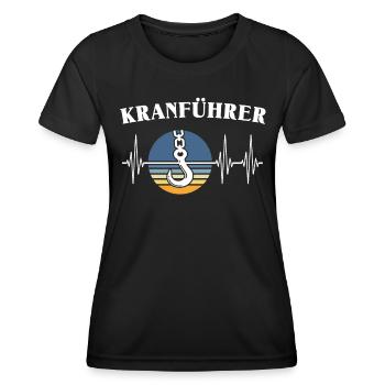 Kranführer EKG Kranfahrer Herzlinie - Frauen Funktions-T-Shirt - Schwarz - Vorne - AI Model Female 172 light (172cm)