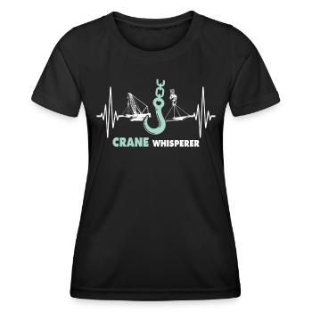 Kranführer EKG Kranfahrer Herzlinie - Frauen Funktions-T-Shirt - Schwarz - Vorne - AI Model Female 172 light (172cm)