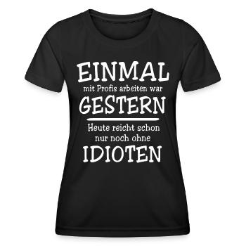 Profis Arbeiten Handwerker - Frauen Funktions-T-Shirt - Schwarz - Vorne - AI Model Female 172 light (172cm)