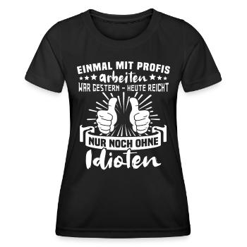 Profis Arbeiten Handwerker - Frauen Funktions-T-Shirt - Schwarz - Vorne - AI Model Female 172 light (172cm)
