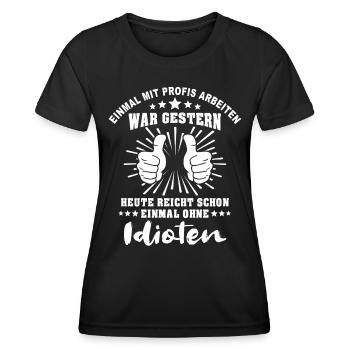 Profis Arbeiten Handwerker - Frauen Funktions-T-Shirt - Schwarz - Vorne - AI Model Female 172 light (172cm)