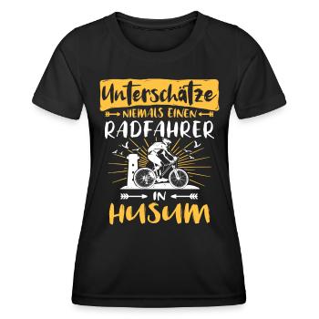 Husum Fahrrad Husumer Radfahrer - Frauen Funktions-T-Shirt - Schwarz - Vorne - AI Model Female 172 light (172cm)