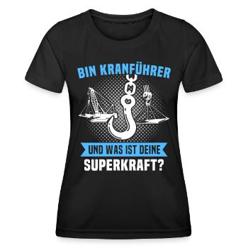 Kranführer Superkraft Kran Kranfahrer - Frauen Funktions-T-Shirt - Schwarz - Vorne - AI Model Female 172 light (172cm)