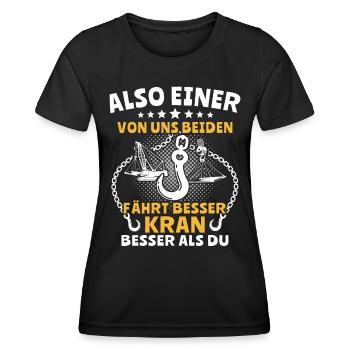 Kranführer Kran Kranfahrer - Frauen Funktions-T-Shirt - Schwarz - Vorne - AI Model Female 172 light (172cm)