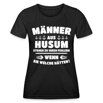 Husum Männer Husumer Mann - Frauen Funktions-T-Shirt - Schwarz - Vorne - AI Model Female 172 light (172cm)